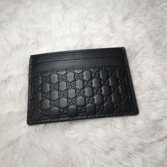 BRAND NEW GUCCI BLACK GUCCISSIMA CARD CASE - Picture 2 of 8